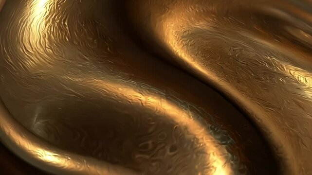 Bronze liquid texture with soft wave-like ripples and metallic reflections