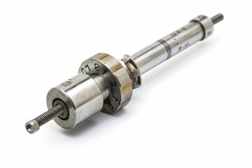 Precision engineering tool showcasing a finely crafted shaft dial mechanism for accurate measurements in metalworking isolated on transparent background