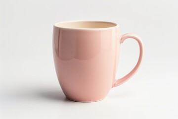 A delicate pink ceramic mug rests elegantly against a soft, neutral backdrop, inviting warmth for a morning coffee ritual isolated on transparent background