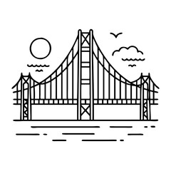 golden gate bridge icon, golden gate bridge line art - simple line art of golden gate bridge, perfect for golden gate bridge logos and icons