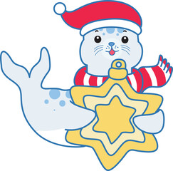 Cute Seal vector icon. Funny baby Seal animal series stock illustration. Life of fluffy Seal designs