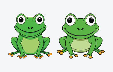 green frog on white background, frog vector illustration