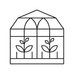 greenhouse icon, greenhouse line art - simple line art of greenhouse, perfect for greenhouse logos and icons