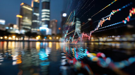 Economic growth trends and gdp insights in urban centers business analysis nighttime view economic policy impact