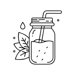 green smoothie icon, green smoothie line art - simple line art of green smoothie, perfect for green smoothie logos and icons