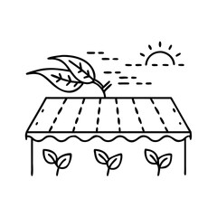 green roof icon, green roof line art - simple line art of green roof, perfect for green roof logos and icons