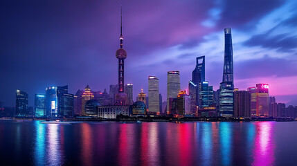 Obraz premium Economic growth and gdp insights shanghai skyline at dusk cityscape urban environment economic policy impact