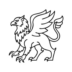 griffin icon, griffin line art - simple line art of griffin, perfect for griffin logos and icons