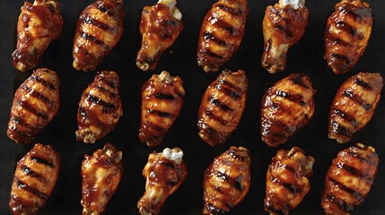 Grilled BBQ Chicken Wings Food Flatlay Photography