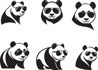 set of panda vector