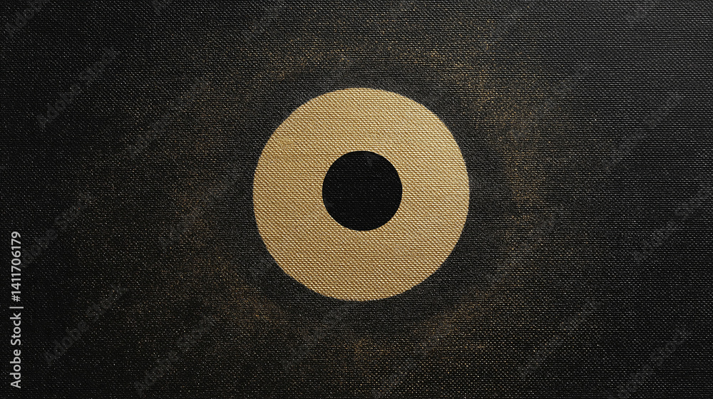 Poster tiny gold circle in the center of a black canvas