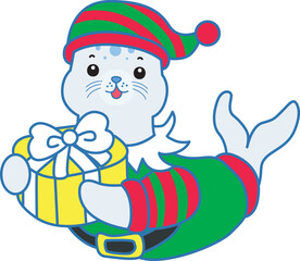 Cute Seal vector icon. Funny baby Seal animal series stock illustration. Life of fluffy Seal designs