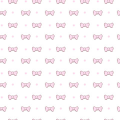 Coquette seamless pattern vintage pink bow