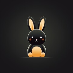 Obraz premium Minimalistic Rabbit Design in Flat Style with Dark Palette