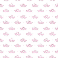 Coquette seamless pattern vintage pink Couple Swan and bow