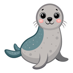 Obraz premium Cute cartoon seal vector on white background 