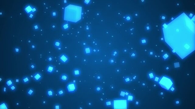 Abstract Blue Cube Particle Flow Animation Background Loop