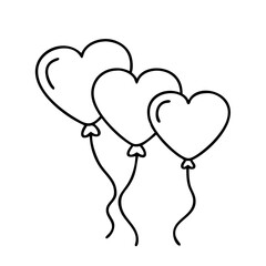 heart balloons icon, heart balloons line art - simple line art of heart balloons, perfect for heart balloons logos and icons
