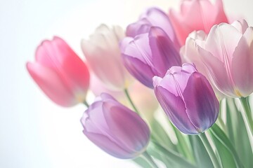 Naklejka premium Delicate Pastel Tulips in Soft Focus
