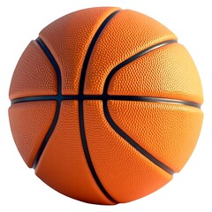 Classic orange basketball 3D render textured surface isolated on white