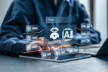 AI Agents Businessmen use AI platforms with AI Agents to create content, chat, and help provide...