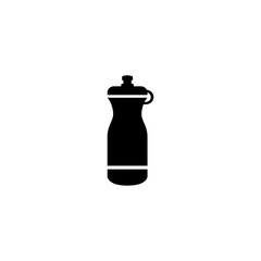 Simple black vector icon of a reusable sports water bottle with cap