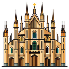 Fototapeta premium Facade of the duomo di Milano isolated on trans par 