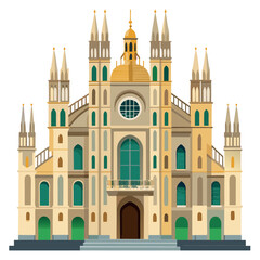 Fototapeta premium Facade of the duomo di Milano isolated on trans par 