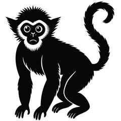gibbon silhouette line art vector illustration