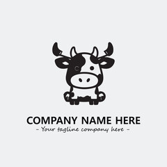 Cow illustration black and white for logo company vector image
