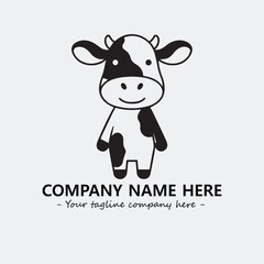 Cow illustration black and white for logo company vector image
