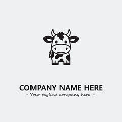 Cow illustration black and white for logo company vector image
