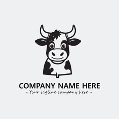Cow illustration black and white for logo company vector image
