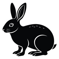 Silhouette of rabbit isolated on white backbround