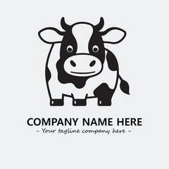 Cow illustration black and white for logo company vector image
