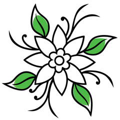 Hand drawn green floral design  