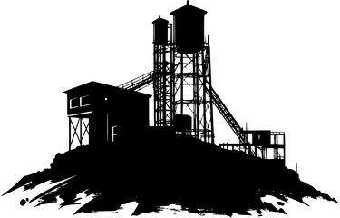 Obraz premium Silhouette of Mining facility, Mining facility vector graphic