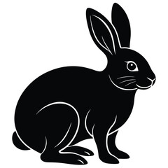 Silhouette of rabbit isolated on white backbround