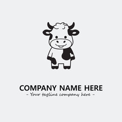 Cow illustration black and white for logo company vector image
