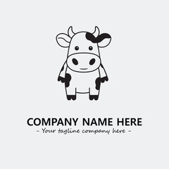 Cow illustration black and white for logo company vector image
