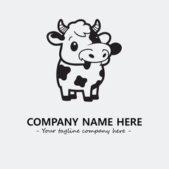 Cow illustration black and white for logo company vector image
