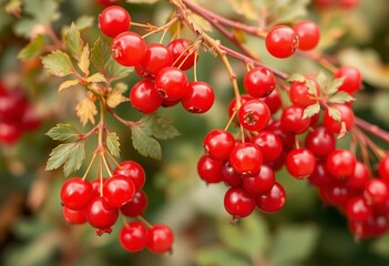 Abstract red currant berries double exposure, nature textures, juicy, plant