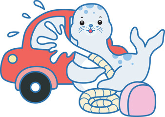 Cute Seal vector icon. Funny baby Seal animal series stock illustration. Life of fluffy Seal designs