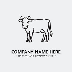 Cow illustration black and white for logo company vector image
