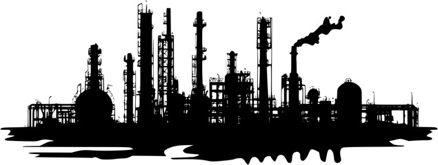 Silhouette of Chemical plant, Chemical plant vector image