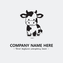 Cow illustration black and white for logo company vector image
