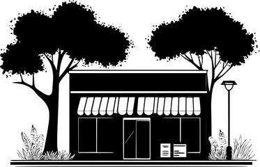 Naklejka premium Silhouette of Post office, Post office vector image