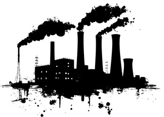 Silhouette of Power plant, Power plant vector image