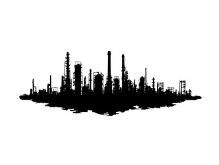 Silhouette of Chemical plant, Chemical plant vector illustration