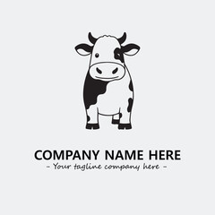 Cow illustration black and white for logo company vector image
